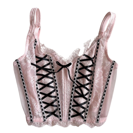pink corset black lace