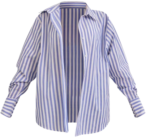 Blue Linen Look Oversized Stripe Shirt | PrettyLittleThing USA