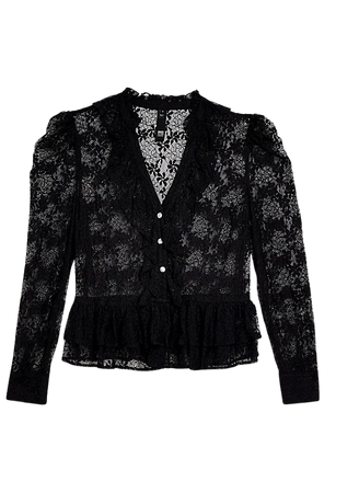 Black lace floral long sleeve blouse | River Island