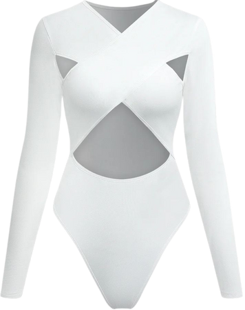 Cross Cut Out V-neck Long Sleeve Bodysuit – Micas