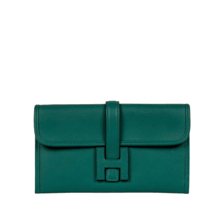 Jige leather clutch bag Hermès Green in Leather - 9644350