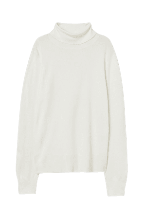 Fine-knit Turtleneck Sweater - White - Ladies | H&M US