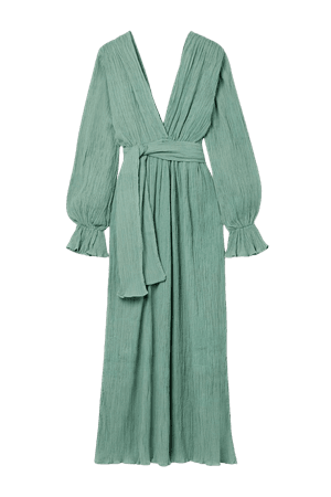 Jade + NET SUSTAIN Mahria belted crinkled organic cotton-gauze maxi dress | SAVANNAH MORROW THE LABEL | NET-A-PORTER