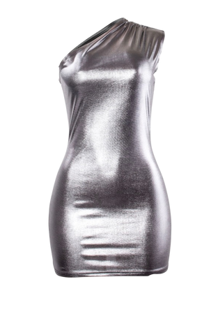 One Shoulder Metallic Bodycon Dress