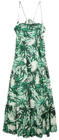 Tropical Printed Strappy Cotton Woven Maxi Dress | Karen Millen