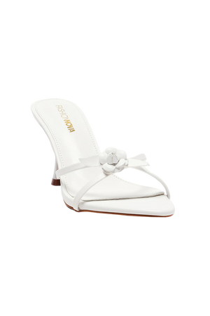 heart on the line heeled mules - white