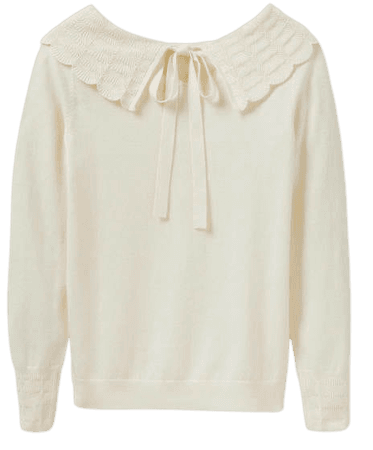 Tie Back Collar Sweater - Ivory | Boden US