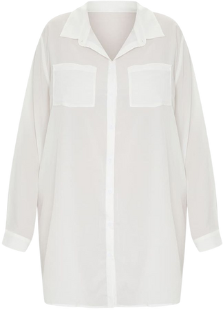 Plus White Plain Shirt Dress | Plus Size | PrettyLittleThing USA