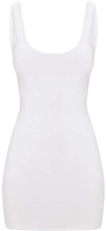 WHITE SLINKY RUCHED BACK BODYCON DRESS