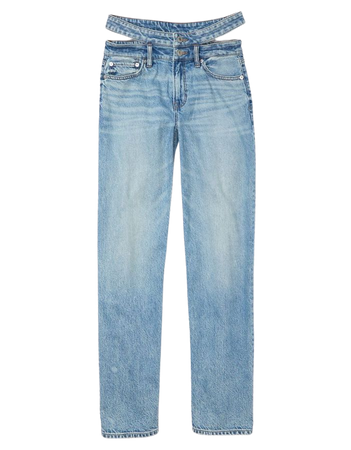 AE Strigid Super High-Waisted Baggy Straight Cut-Out Jean