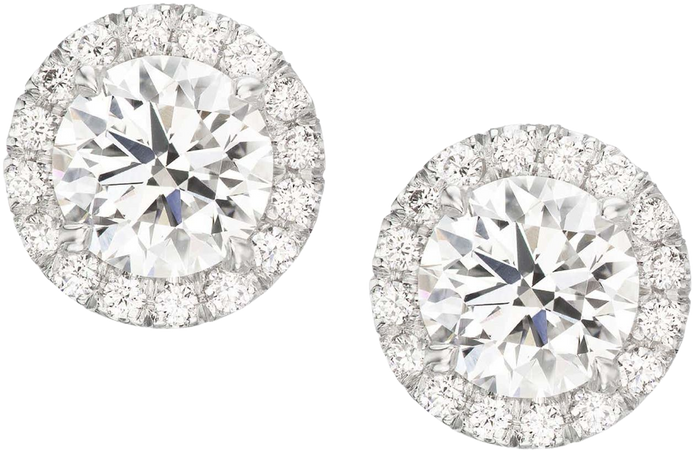 4.82 Carat Round Brilliant Cut Diamond Halo Studs For Sale at 1stDibs