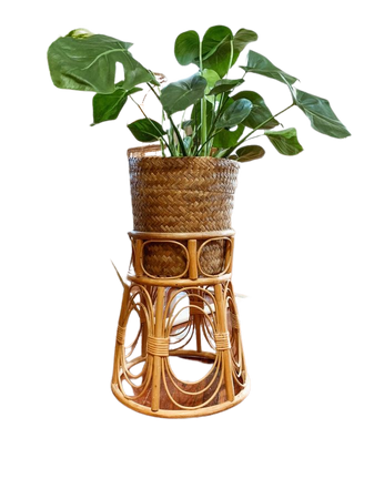 Vintage rattan plant stand/boho plant stand | Etsy