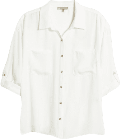 Wit & Wisdom Patch Pocket Crinkle Button-Up Shirt (Nordstrom Exclusive) | Nordstrom