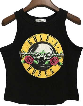 Darceil Women's Black Sleeveless Guns N Rose Crop Top Camisole at Amazon Women’s Clothing store