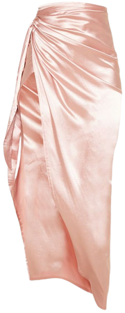 Rose Satin Asymmetric Wrap Maxi Skirt | PrettyLittleThing
