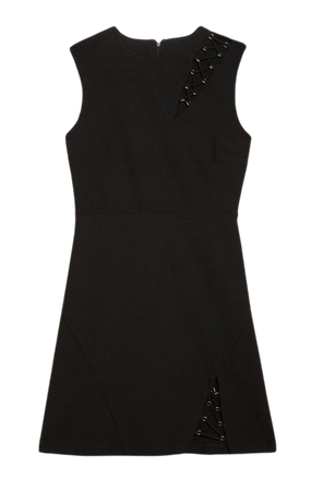 Scuba Crepe Lace Up Detail Woven Mini Dress | Karen Millen
