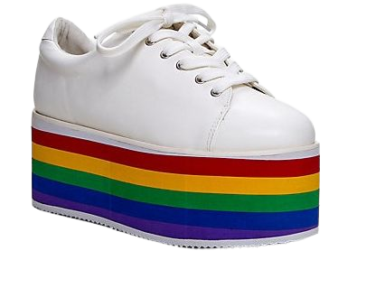 White With Rainbow Sole Platform Sneakers