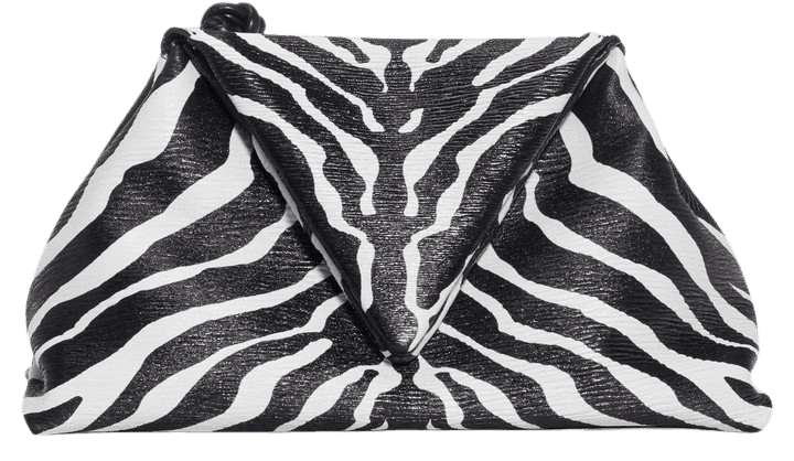 Zebra Print Leather Envelope Clutch