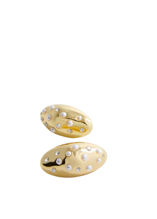 Oval pearl-detail earrings - Woman | Mango Canada