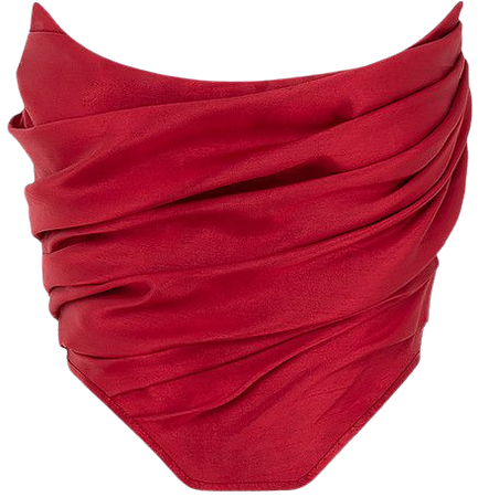 Clothing : Tops : 'Ari' Red Taffeta Draped Corset