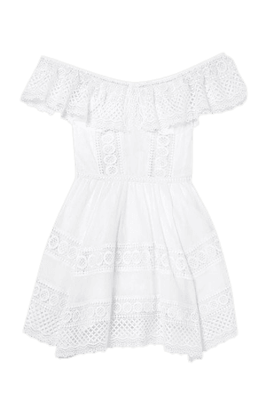 Vaiana Crocheted Lace-paneled Cotton-blend Mini Dress - White