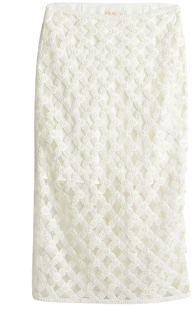 Bead-embellished pencil skirt - White - Ladies | H&M US