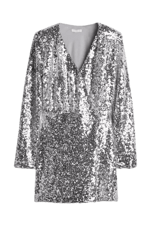 Sequined wrap dress - Silver-colored - Ladies | H&M US