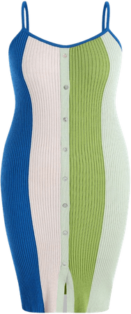 Curve & Plus Colorblock Rib Knit Midi Dress - Cider