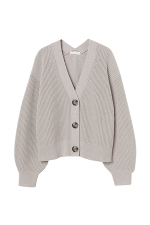 Rib-knit Cardigan - Gray