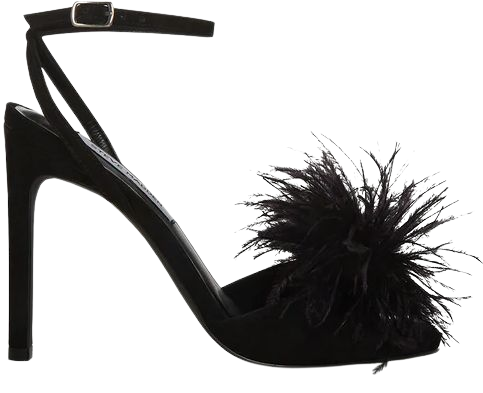 CRUSH Black Square Toe Feather Strappy Heel | Women's Heels – Steve Madden