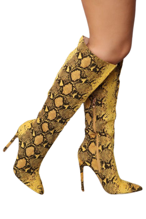 Who Are You Anyway Knee High Boots - Yellow/combo, Shoes | Fashion Nova