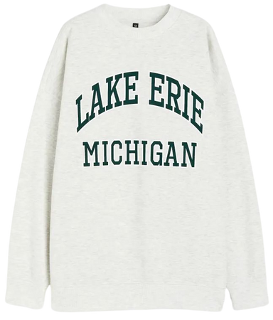 Oversized Sweatshirt with Motif - Light gray melange/Lake Erie - Ladies | H&M US
