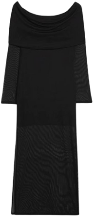 Long sleeved off shoulder maxi dress - Black - Monki WW