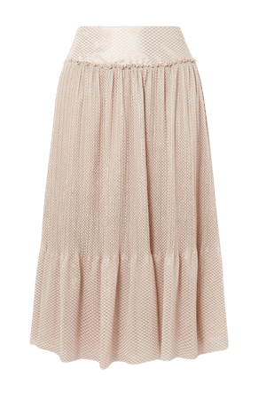 Beige Tiered metallic plissé-chiffon midi skirt | See By Chloé | NET-A-PORTER