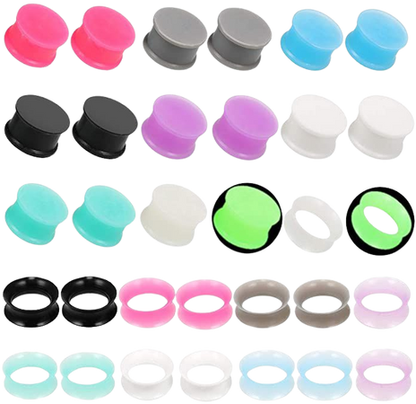 *clipped by @luci-her* Jusway Plugs and Tunnels for Ears Silicone Ear Plugs Gauge Stretching Kit Flexible Thin Rubber Gauge
