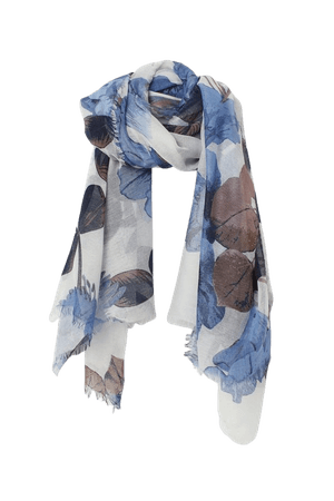 Airy scarf - White/Blue floral - Ladies | H&M