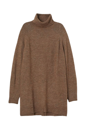 Long Turtleneck Sweater - Brown melange - Ladies | H&M CA