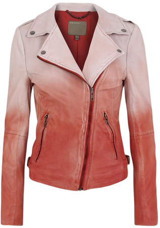 Coral Ombre Leather Jacket Womens