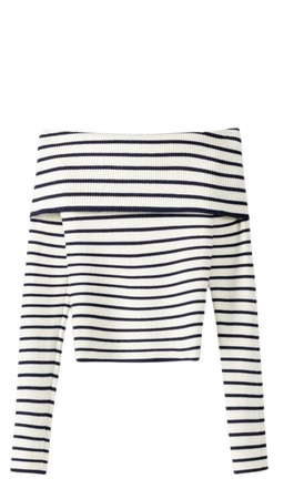 Striped Bardot sweater with fold-down detail - New - Women | Bershka