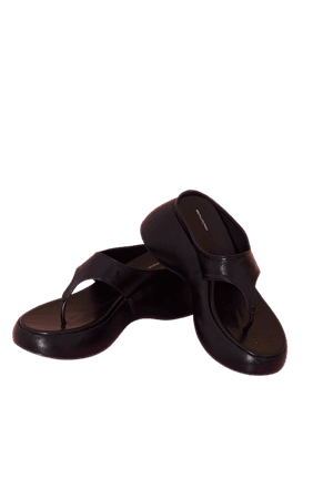 Black Pu Toe Thong Platform Sole Heeled Sandals | PrettyLittleThing USA