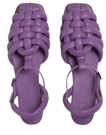 purple leather woven fishermen’s sandals