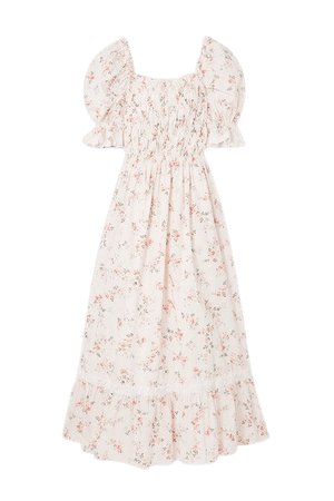Elisa Crochet-trimmed Floral-print Cotton Maxi Dress - White