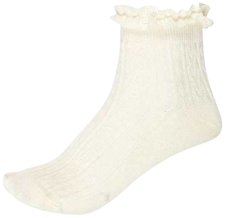 River Island Cream Cable Knit Frilly Ankle Socks