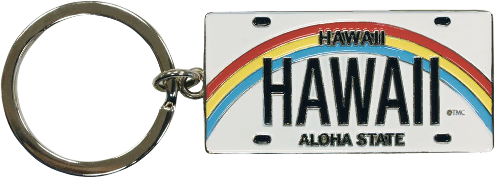 Metal License Plate Keychain, Hawaii - Welcome to the Islands