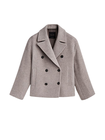 Grey short twill pea coat · Grey · Coats And Jackets | Massimo Dutti