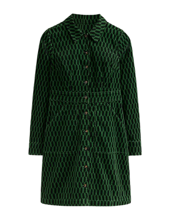 Flora Cord Shirt Dress - Amazon Green, Block Tile | Boden US