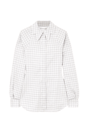 White Checked cotton shirt | Victoria Beckham | NET-A-PORTER