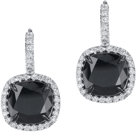 5.46 Carat Black Diamond White Diamond Earrings Handmade Lever Back For Sale at 1stDibs