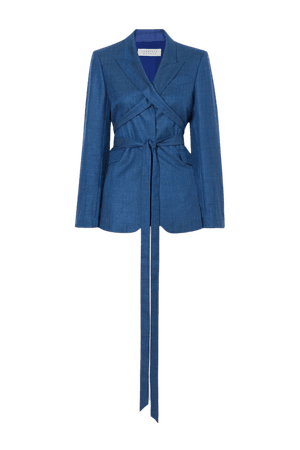 Cobalt blue Belted wool and silk-blend blazer | Gabriela Hearst | NET-A-PORTER