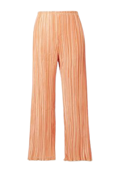 Peach Kersti plissé-satin wide-leg pants | CULT GAIA